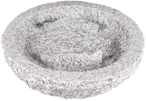 Žulové kamenné napájadlo s 2 rybami, D40 cm