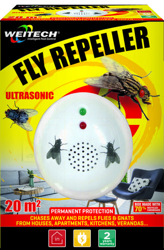 Ultrazvukový odpudzovač proti muchám, 20m2/ interiér (napájaný so siete)